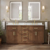 Custom image for Dark Oak with Brushed Gold Trim / Giotto Quartz / No Mirror