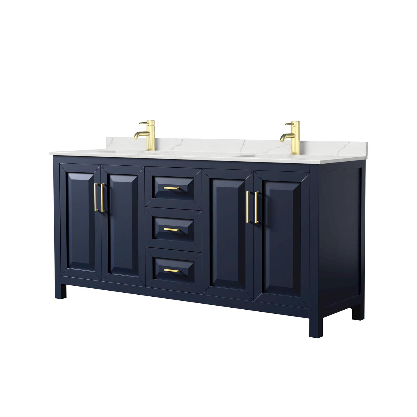 Daria Bathroom Vanity with Countertop 72 inch Double Sink Single hole Faucet Setup
