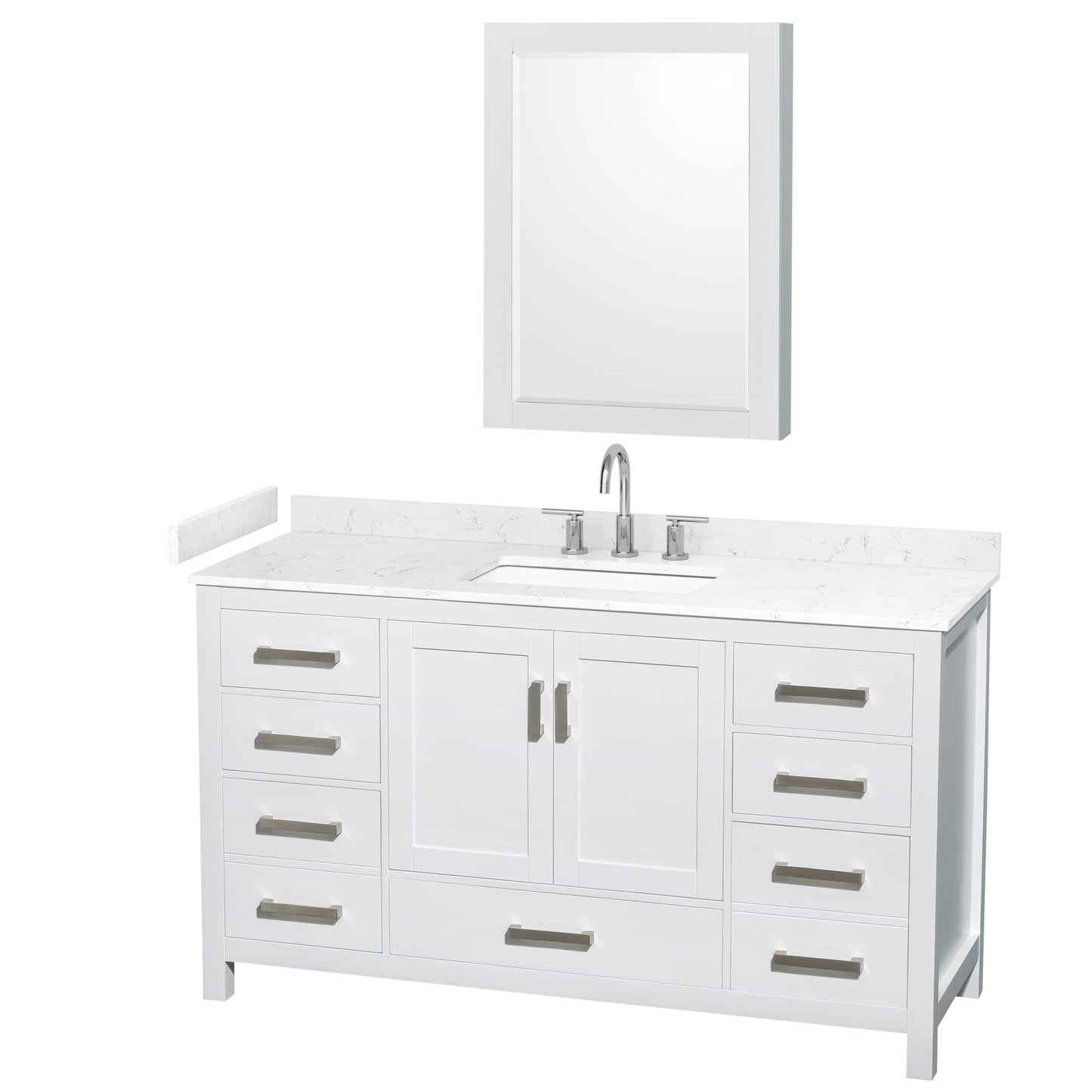 Sheffield Bathroom Vanity with Countertop 60 inch Single Sink 3-hole Faucet Setup
