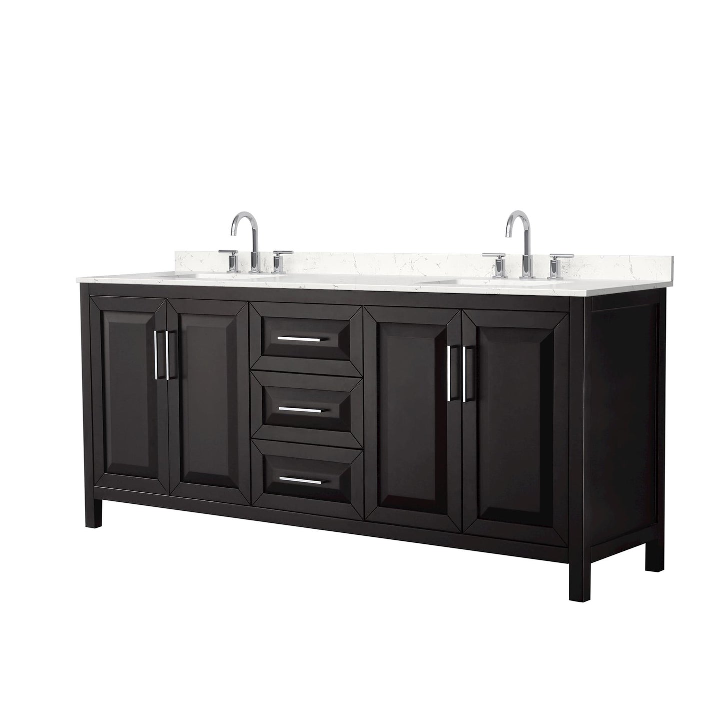 Daria Bathroom Vanity with Countertop 80 inch Double Sink 3-hole Faucet Setup