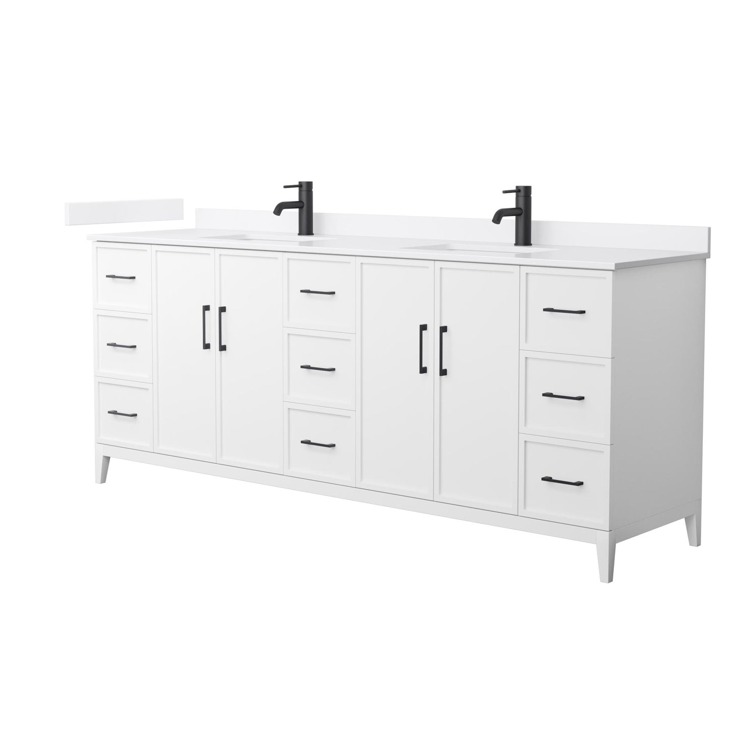 Elan Bathroom Vanity with Countertop 84 inch Double Sink Single hole Faucet Setup