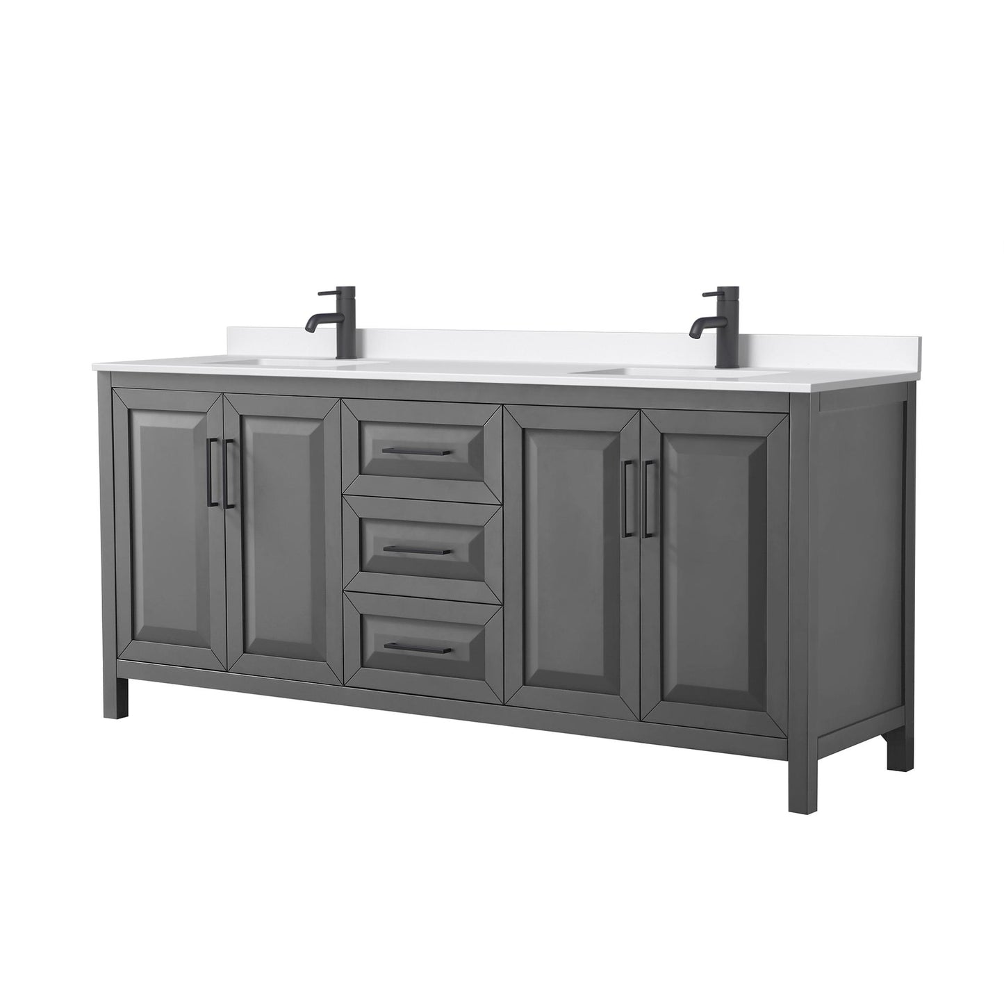 Daria Bathroom Vanity with Countertop 80 inch Double Sink Single hole Faucet Setup
