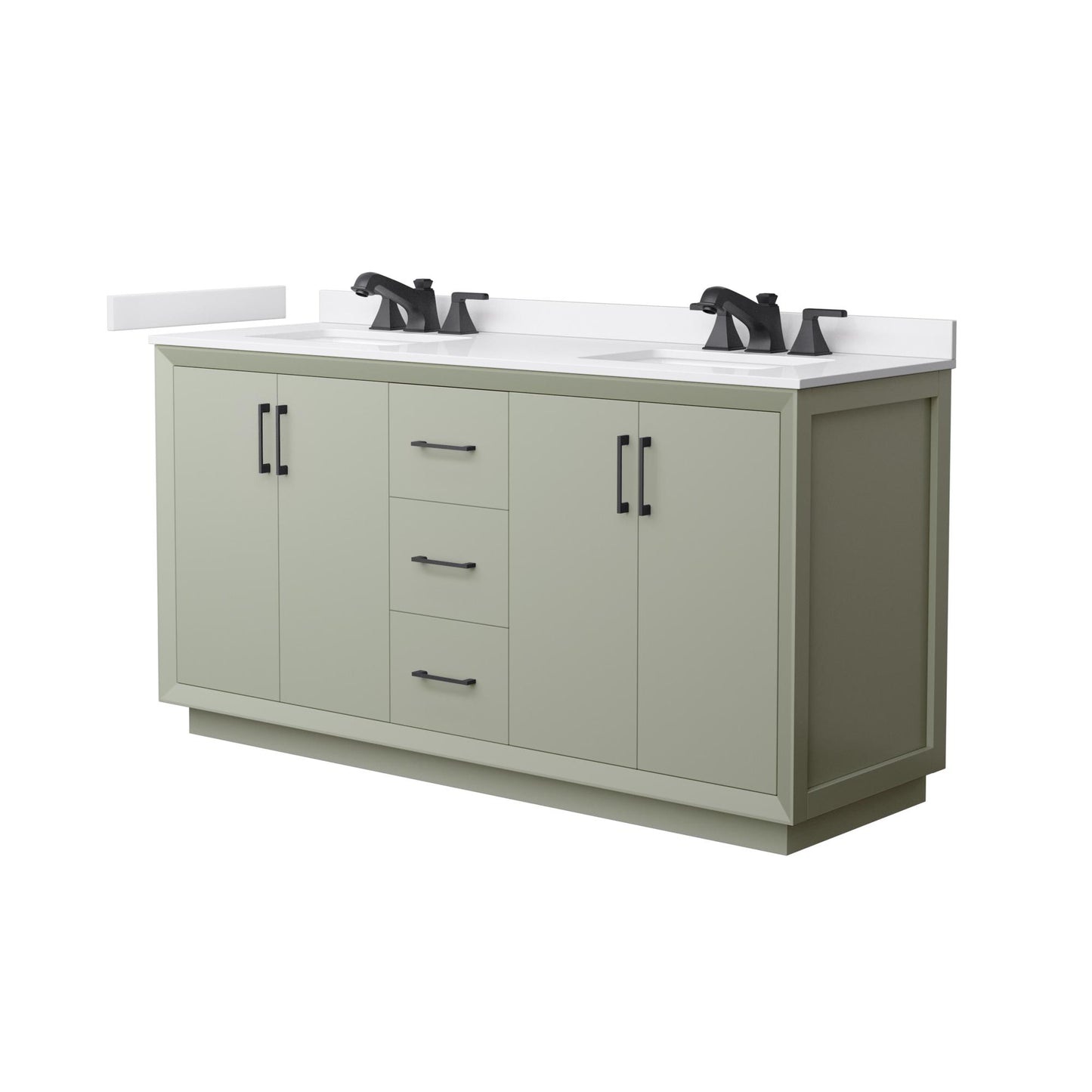 Strada Bathroom Vanity with Countertop 66 inch Double Sink 3-hole Faucet Setup