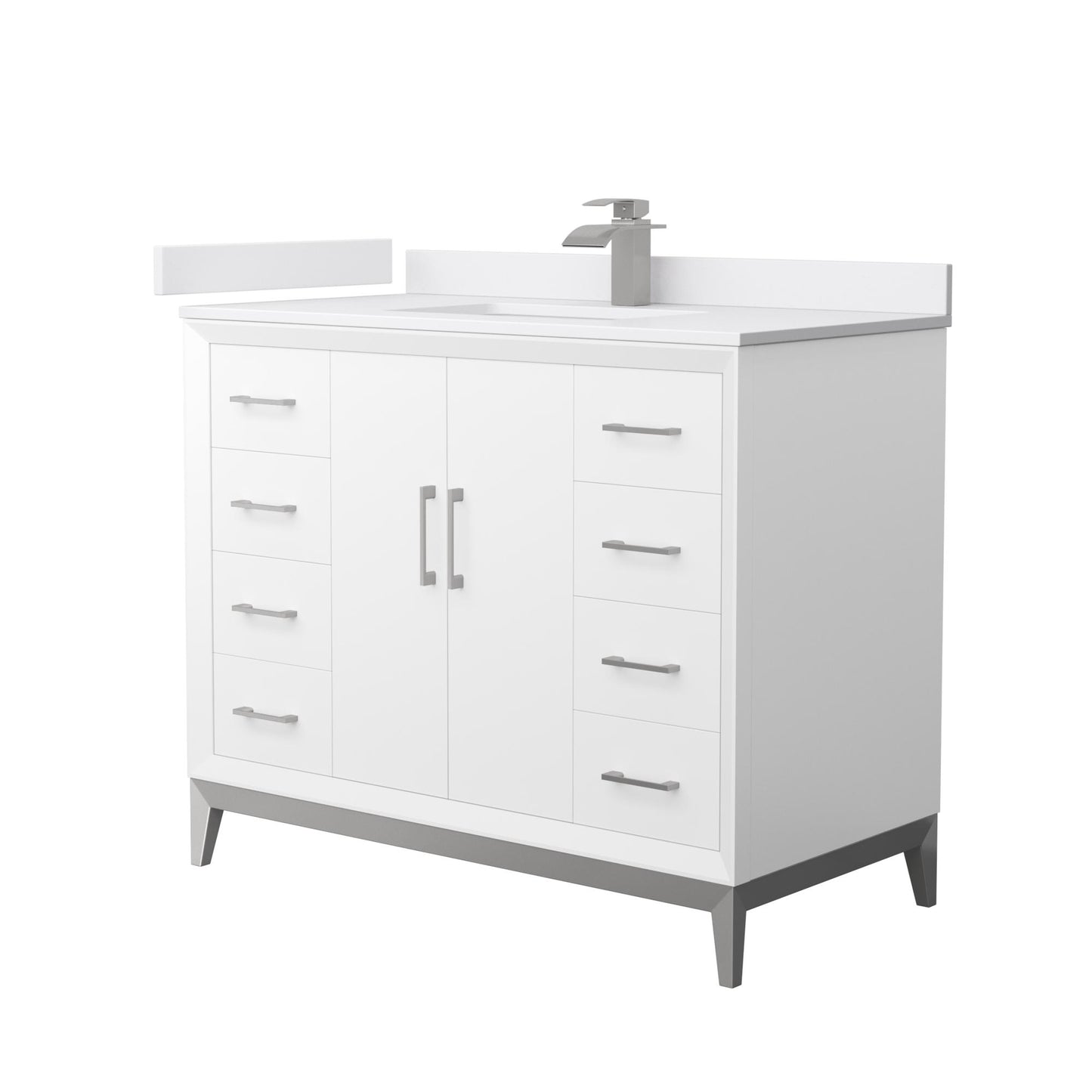 Amici Bathroom Vanity with Countertop 42 inch Single Sink Single hole Faucet Setup