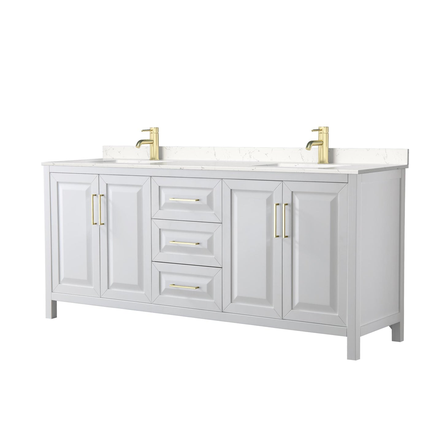 Daria Bathroom Vanity with Countertop 80 inch Double Sink Single hole Faucet Setup