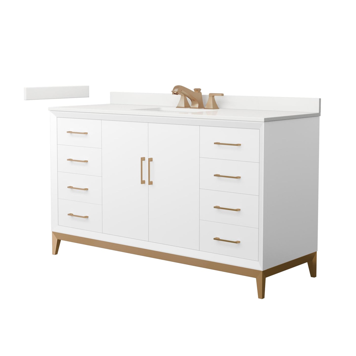 Amici Bathroom Vanity with Countertop 60 inch Single Sink 3-hole Faucet Setup