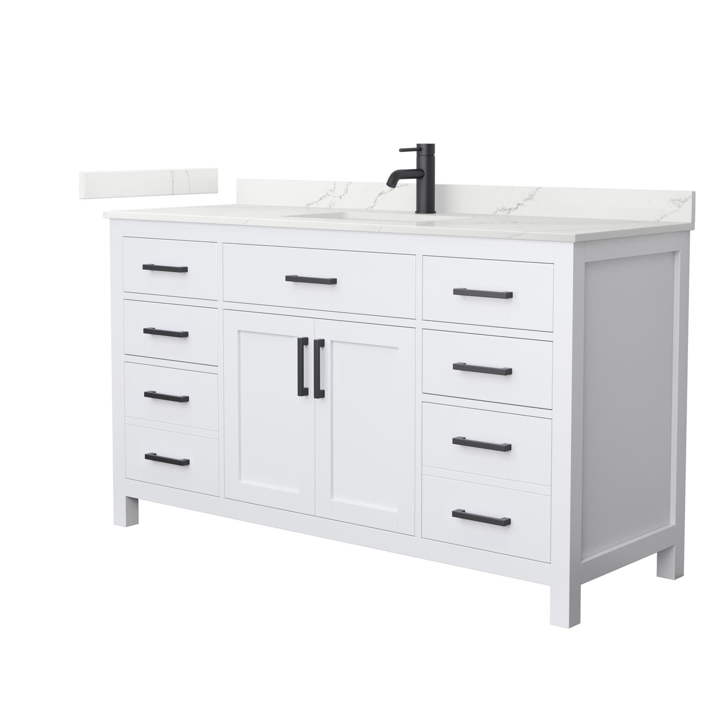 Beckett Bathroom Vanity with Countertop 60 inch Single Sink Single hole Faucet Setup