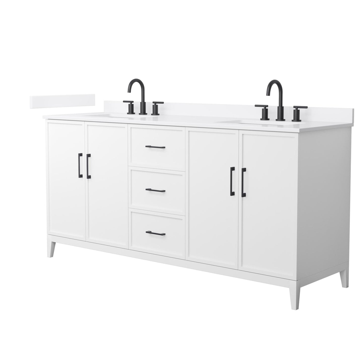 Elan Bathroom Vanity with Countertop 72 inch Double Sink 3-hole Faucet Setup