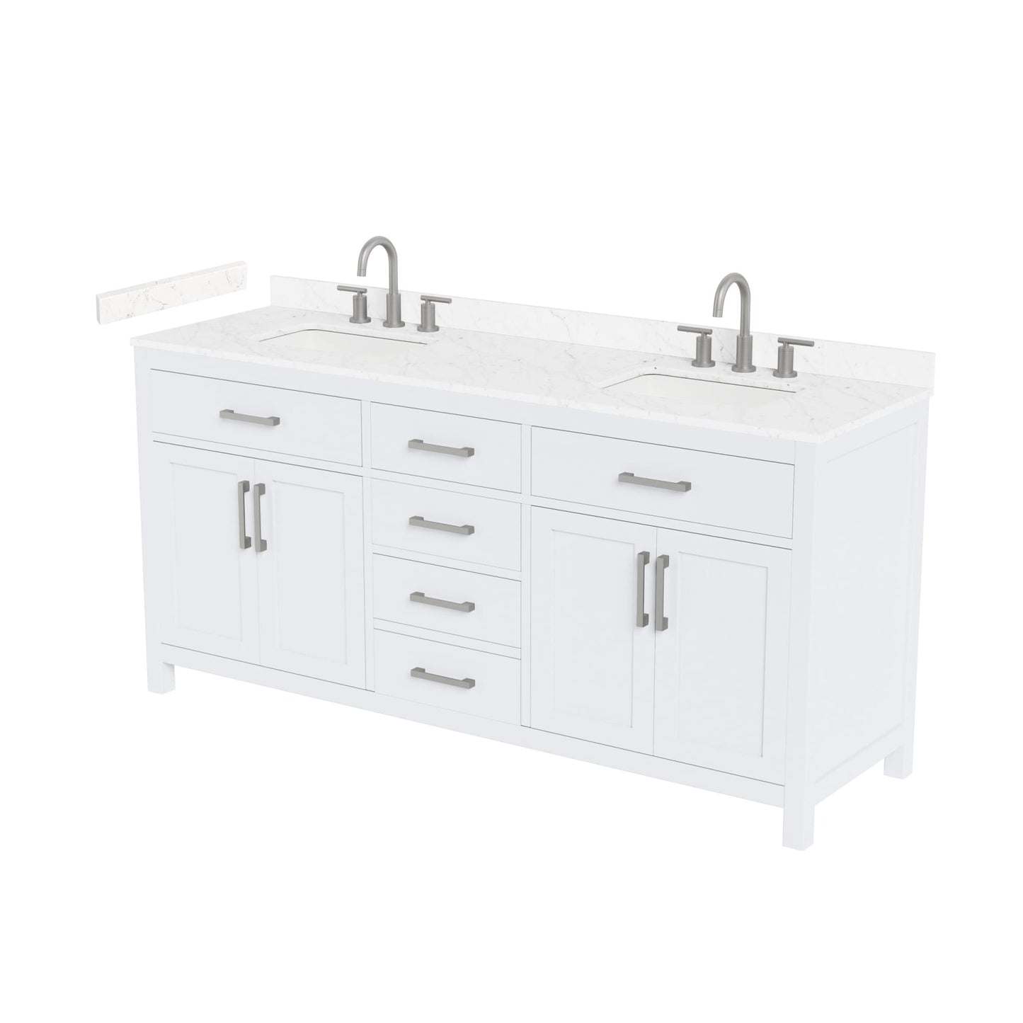 Beckett Bathroom Vanity with Countertop 72 inch Double Sink 3-hole Faucet Setup