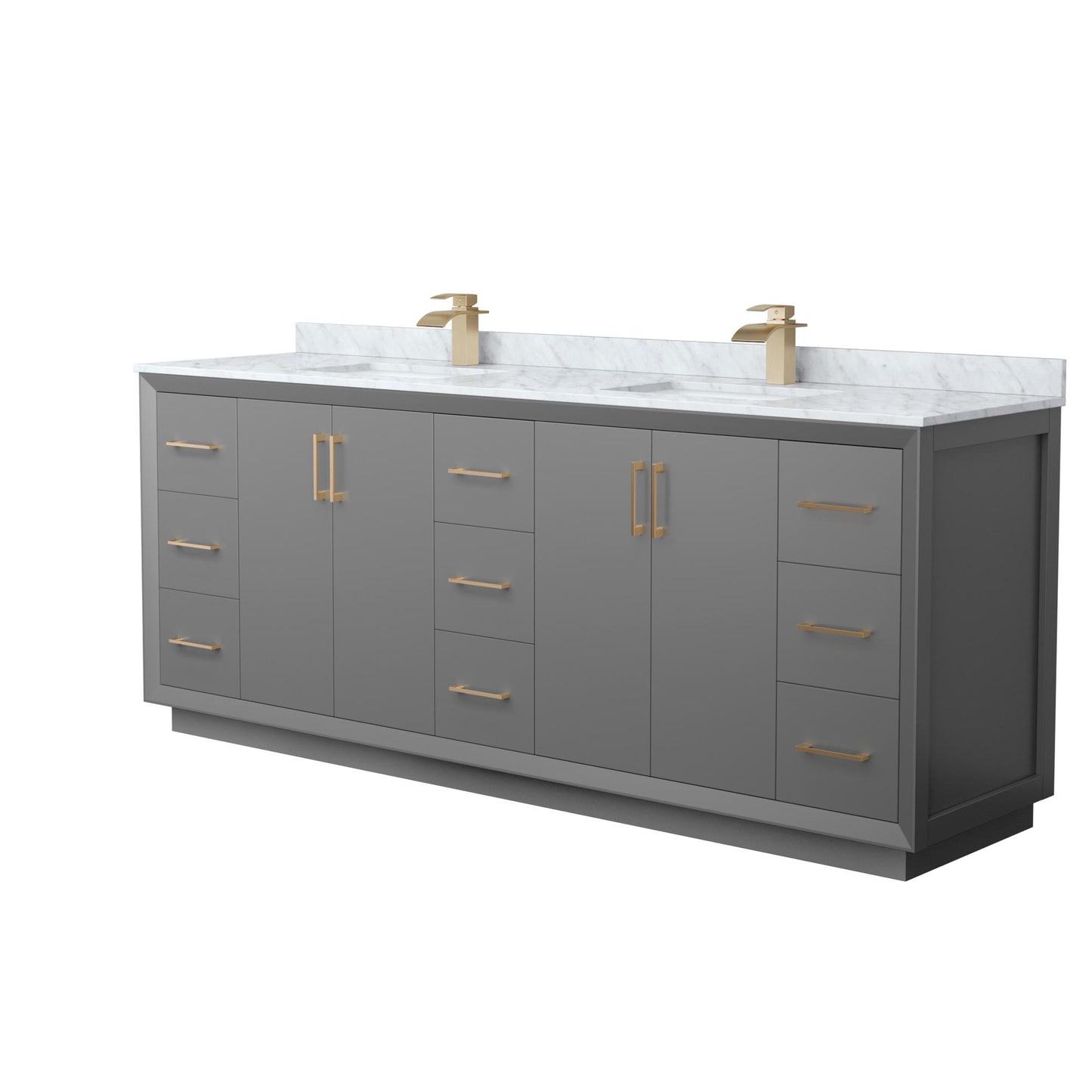 Strada Bathroom Vanity with Countertop 84 inch Double Sink Single hole Faucet Setup