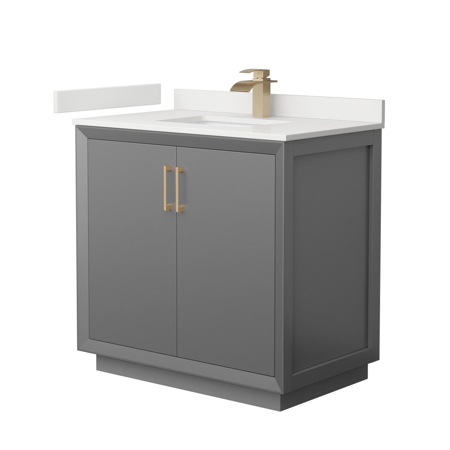 Strada Bathroom Vanity with Countertop 36 inch Single Sink Single hole Faucet Setup