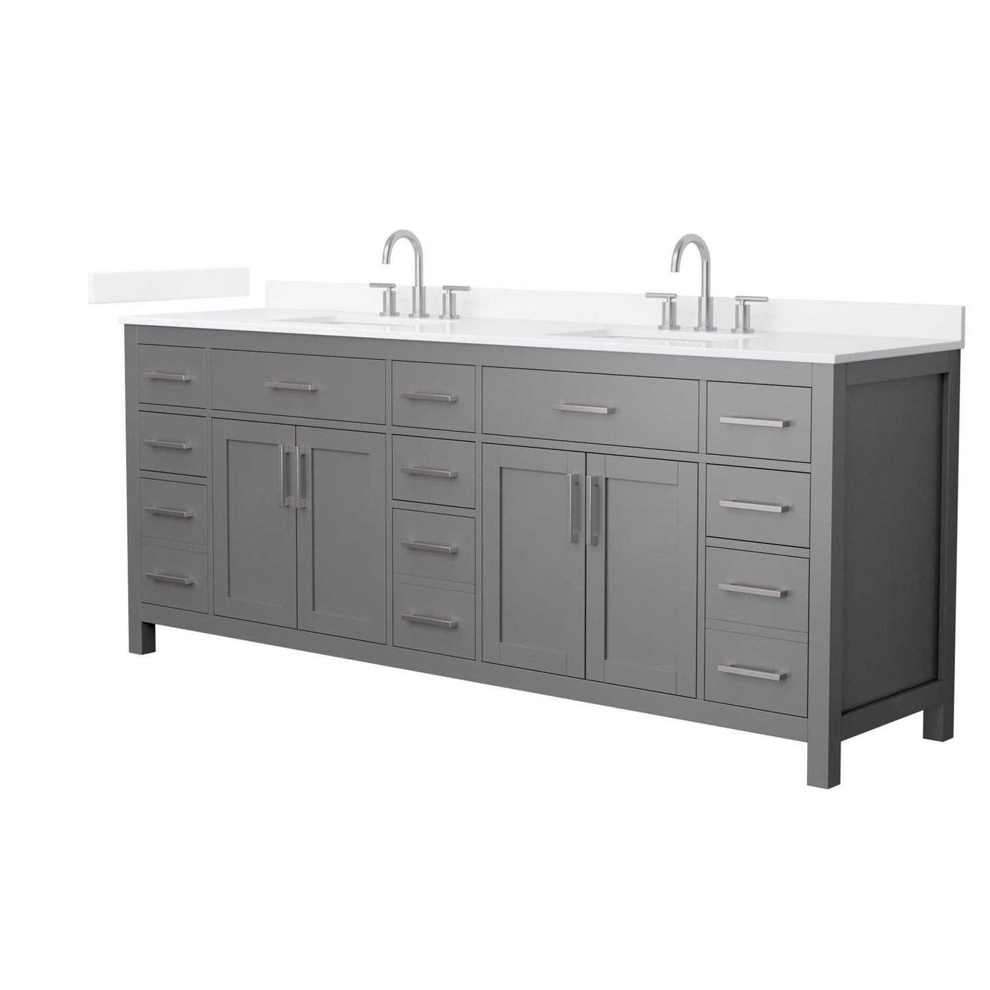 Beckett Bathroom Vanity with Countertop 84 inch Double Sink 3-hole Faucet Setup