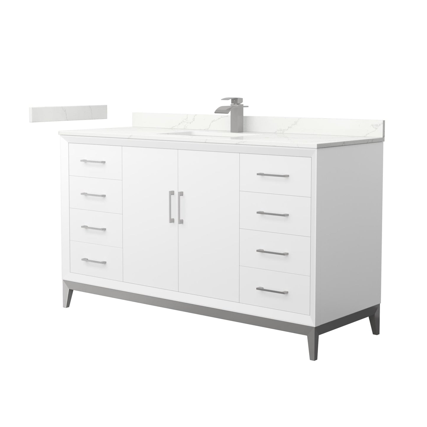 Amici Bathroom Vanity with Countertop 60 inch Single Sink Single hole Faucet Setup
