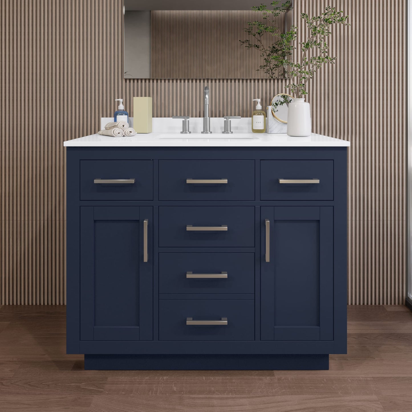 Beckett TK Bathroom Vanity with Countertop 42 inch Single Sink 3-hole Faucet Setup