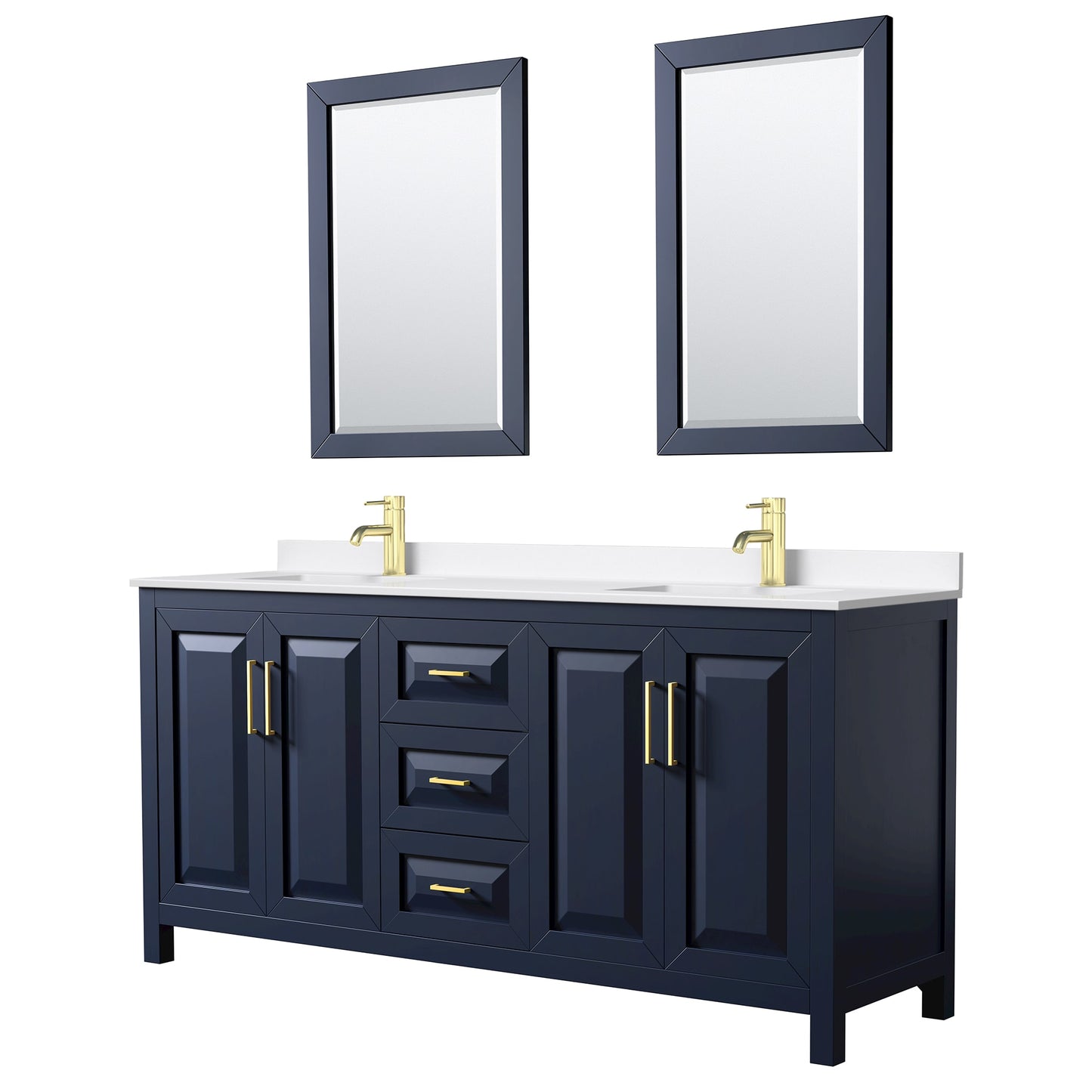 Daria Bathroom Vanity with Countertop 72 inch Double Sink Single hole Faucet Setup