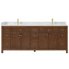 Custom image for Dark Walnut with Brushed Gold Trim / Carrara Cultured Marble / No Mirror