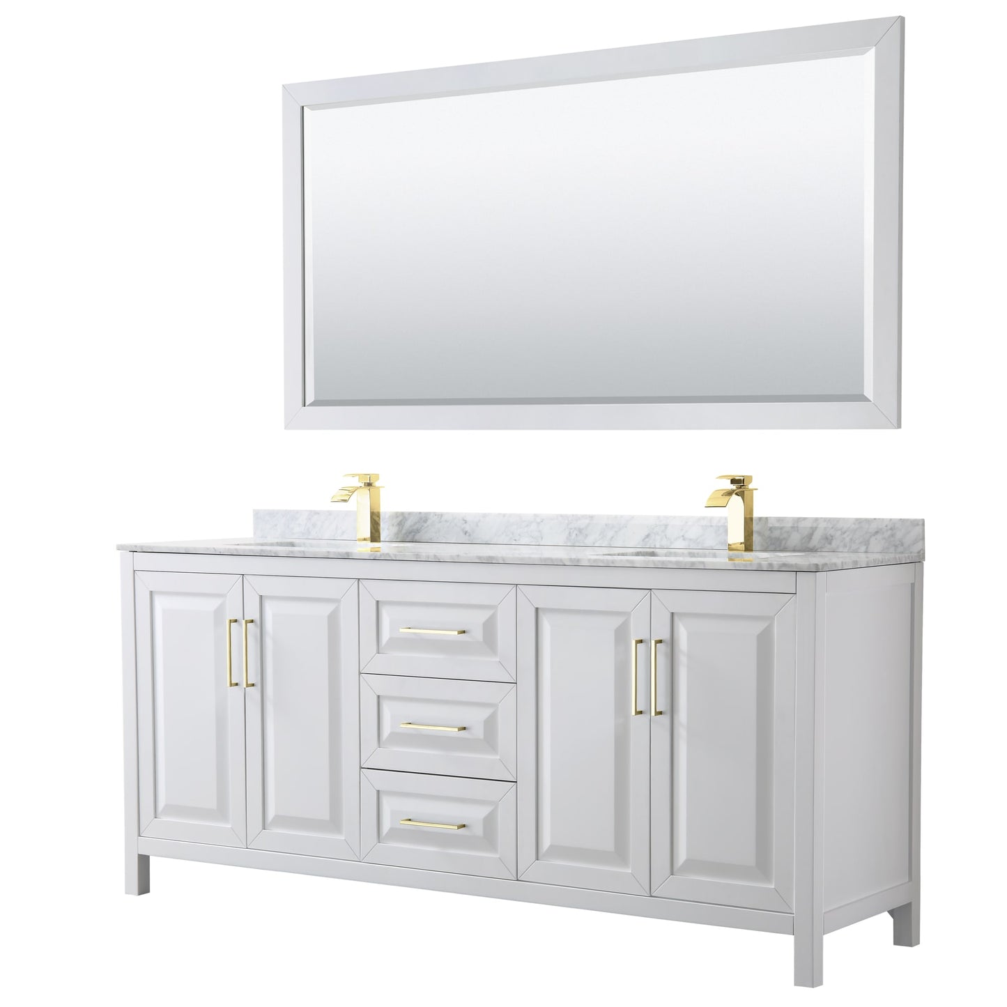 Daria Bathroom Vanity with Countertop 80 inch Double Sink Single hole Faucet Setup