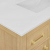 Custom image for Rift Oak with Brushed Gold Trim / White Quartz / No Mirror