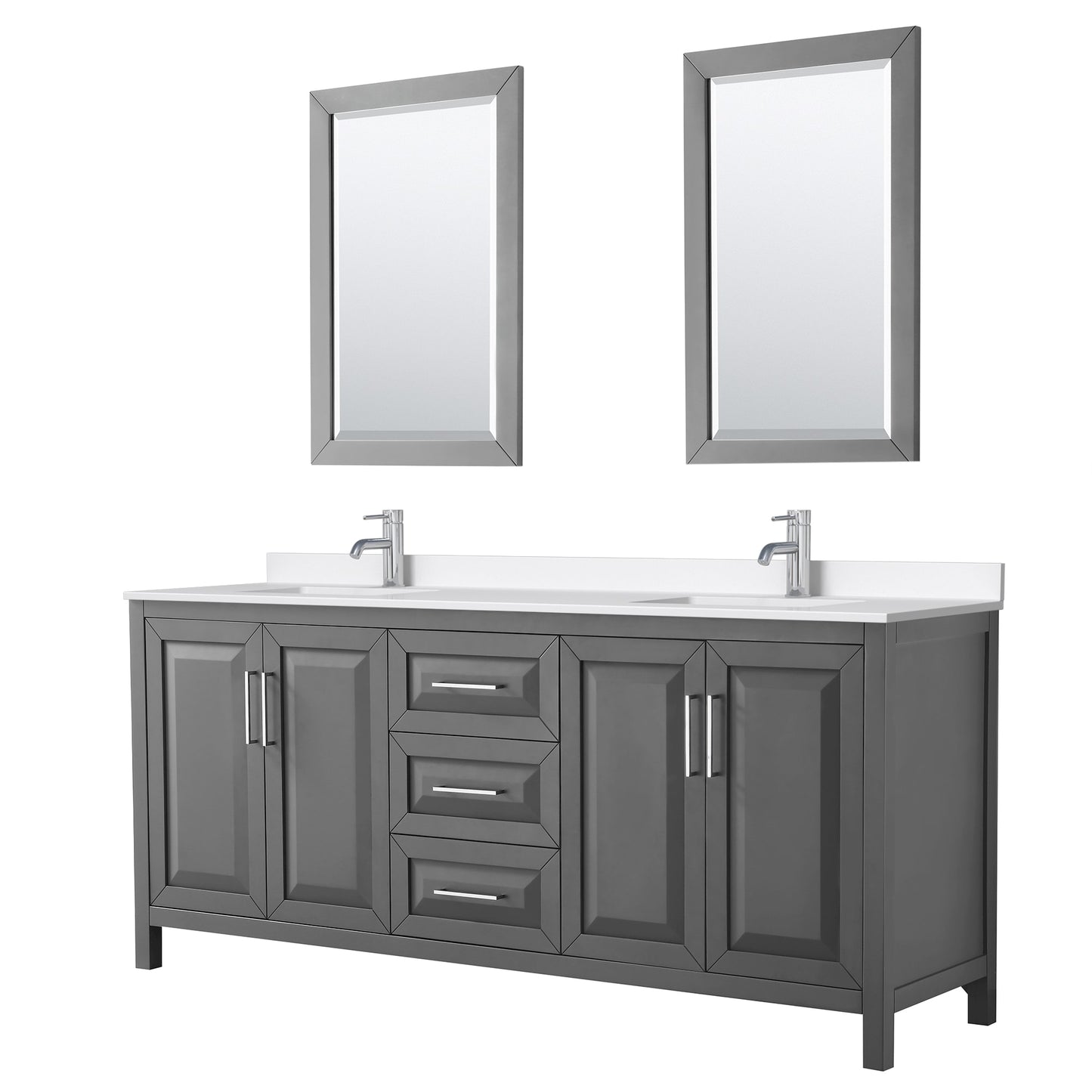 Daria Bathroom Vanity with Countertop 80 inch Double Sink Single hole Faucet Setup