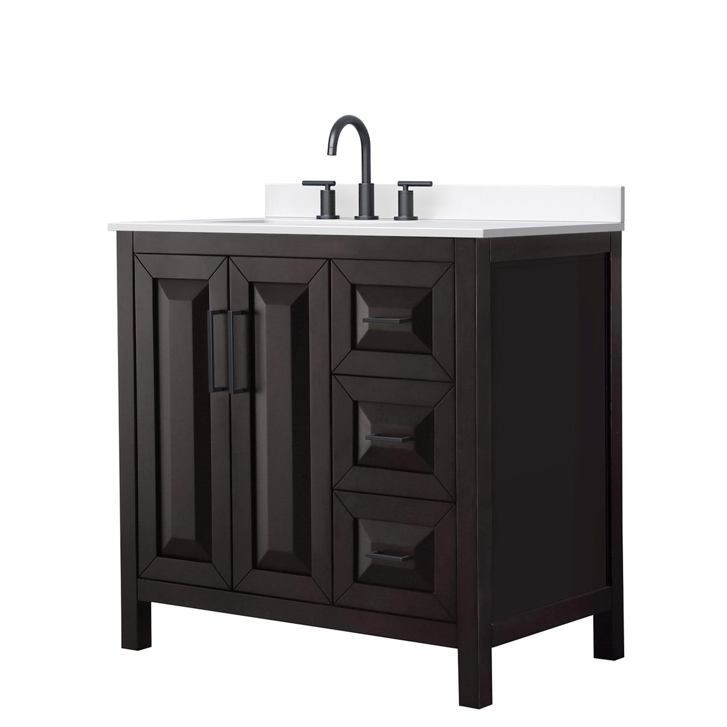 Daria Bathroom Vanity with Countertop 36 inch Single Sink 3-hole Faucet Setup