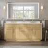 Custom image for Rift Oak with Brushed Gold Trim / Carrara Cultured Marble / No Mirror