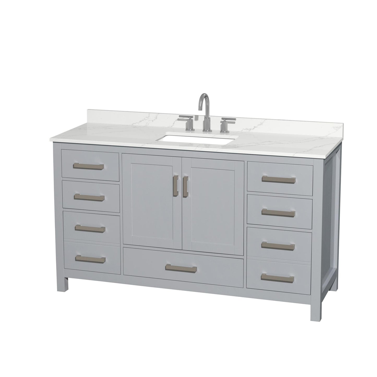 Sheffield Bathroom Vanity with Countertop 60 inch Single Sink 3-hole Faucet Setup