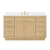 Custom image for Rift Oak with Brushed Gold Trim / White Cultured Marble / No Mirror
