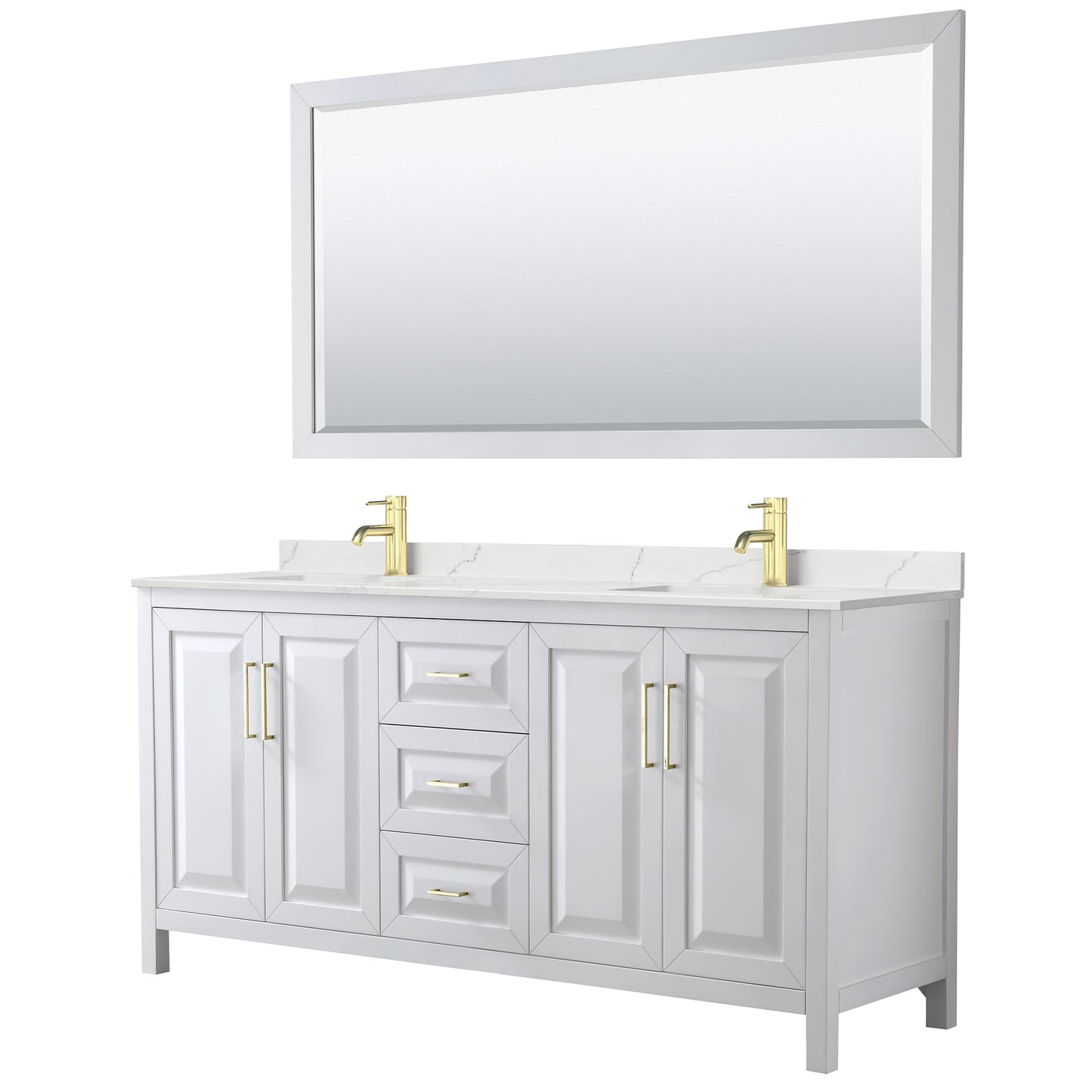 Daria Bathroom Vanity with Countertop 72 inch Double Sink Single hole Faucet Setup