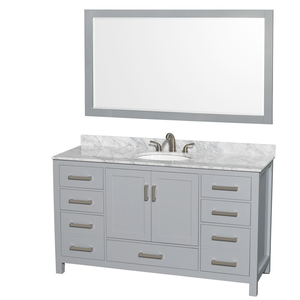 Sheffield Bathroom Vanity with Countertop 60 inch Single Sink 3-hole Faucet Setup