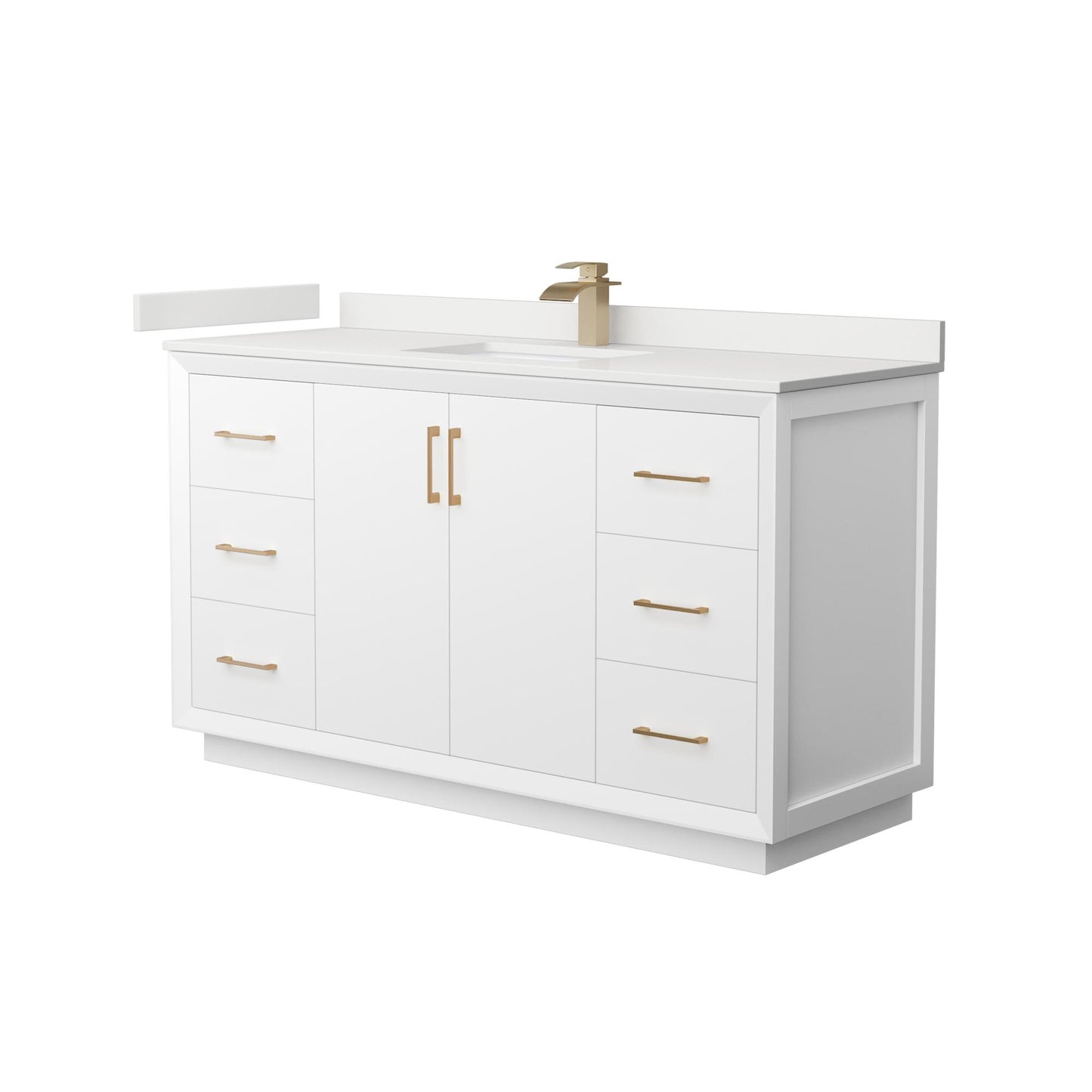 Strada Bathroom Vanity with Countertop 60 inch Single Sink Single hole Faucet Setup