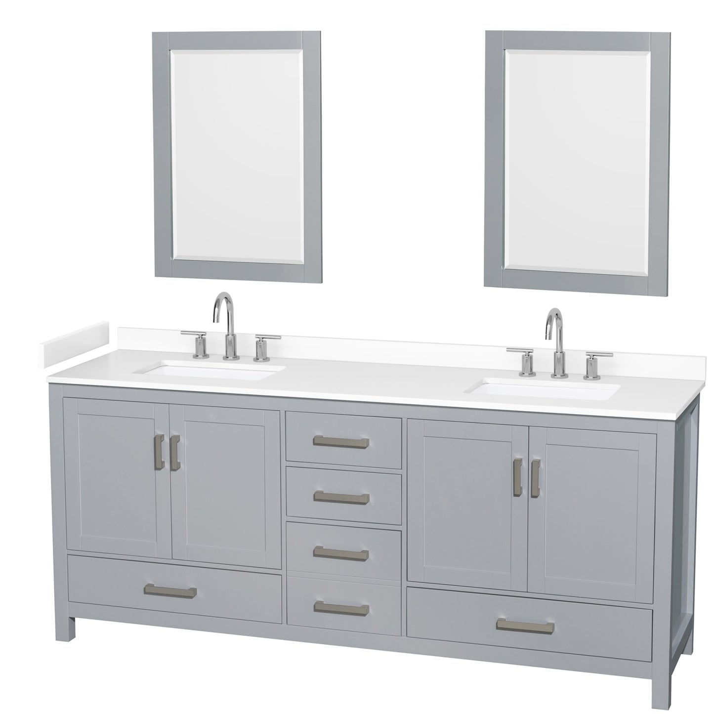 Sheffield Bathroom Vanity with Countertop 80 inch Double Sink 3-hole Faucet Setup