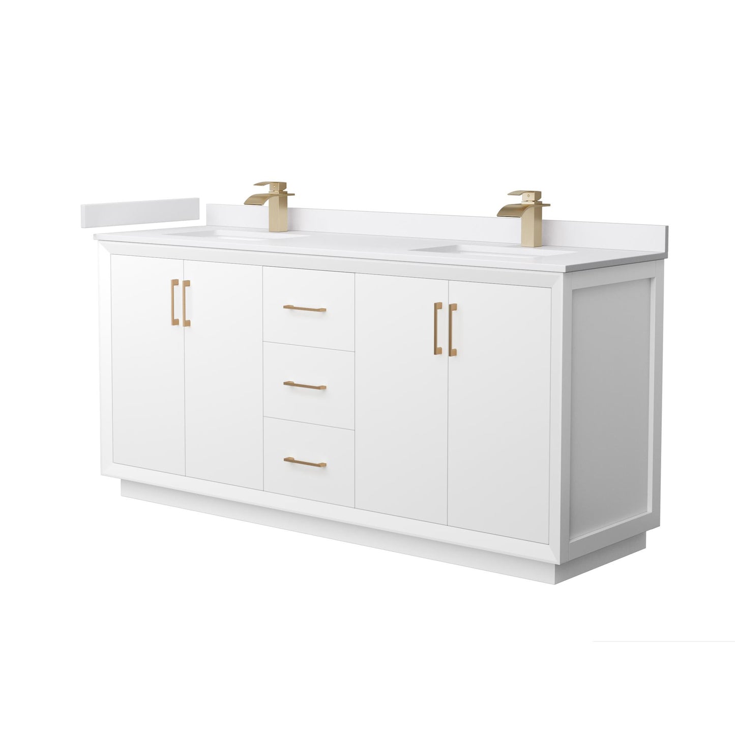Strada Bathroom Vanity with Countertop 72 inch Double Sink Single hole Faucet Setup