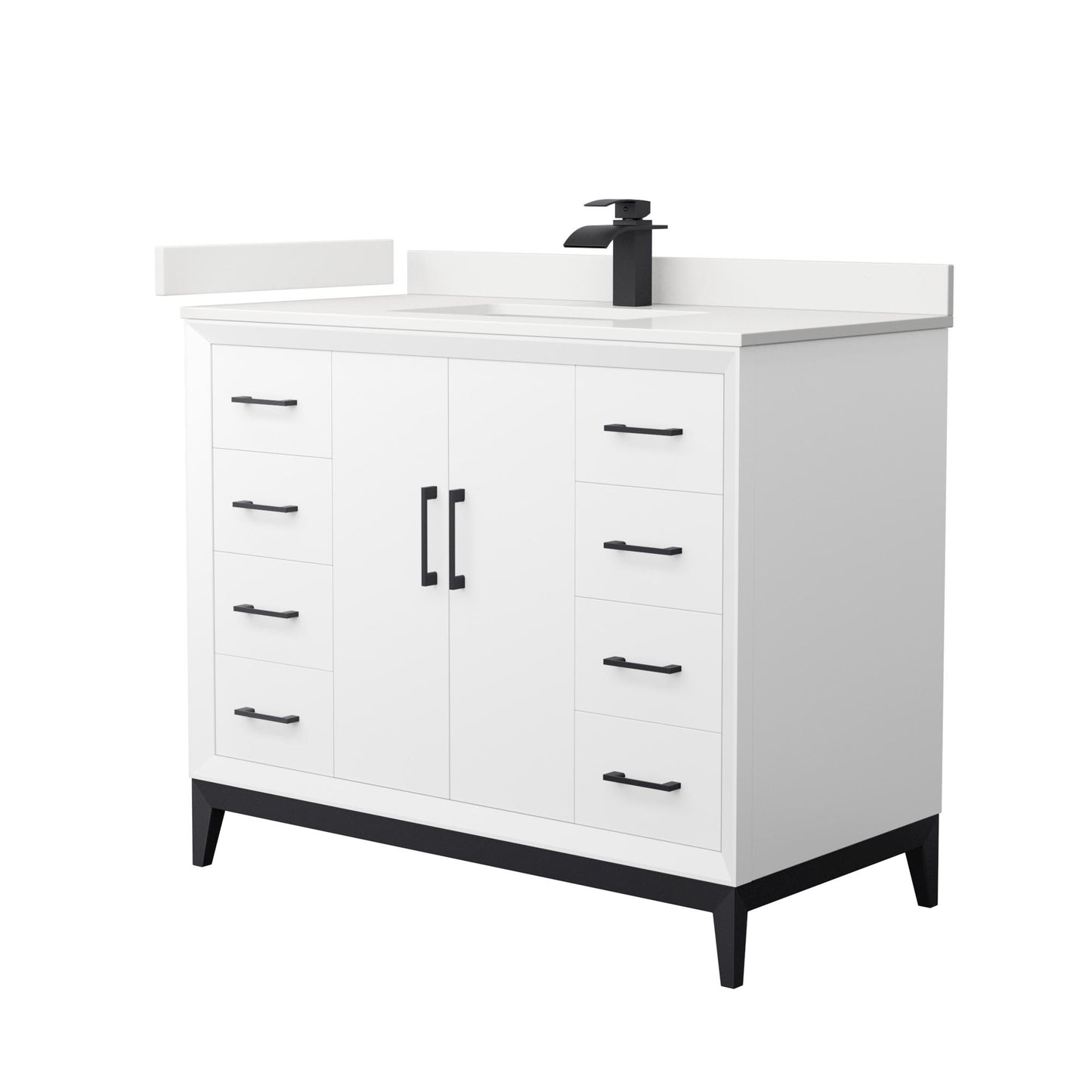 Amici Bathroom Vanity with Countertop 42 inch Single Sink Single hole Faucet Setup