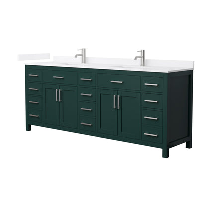 Beckett Bathroom Vanity with Countertop 84 inch Double Sink Single hole Faucet Setup