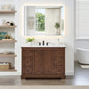 Custom image for Dark Walnut with Matte Black Trim / White Cultured Marble / No Mirror