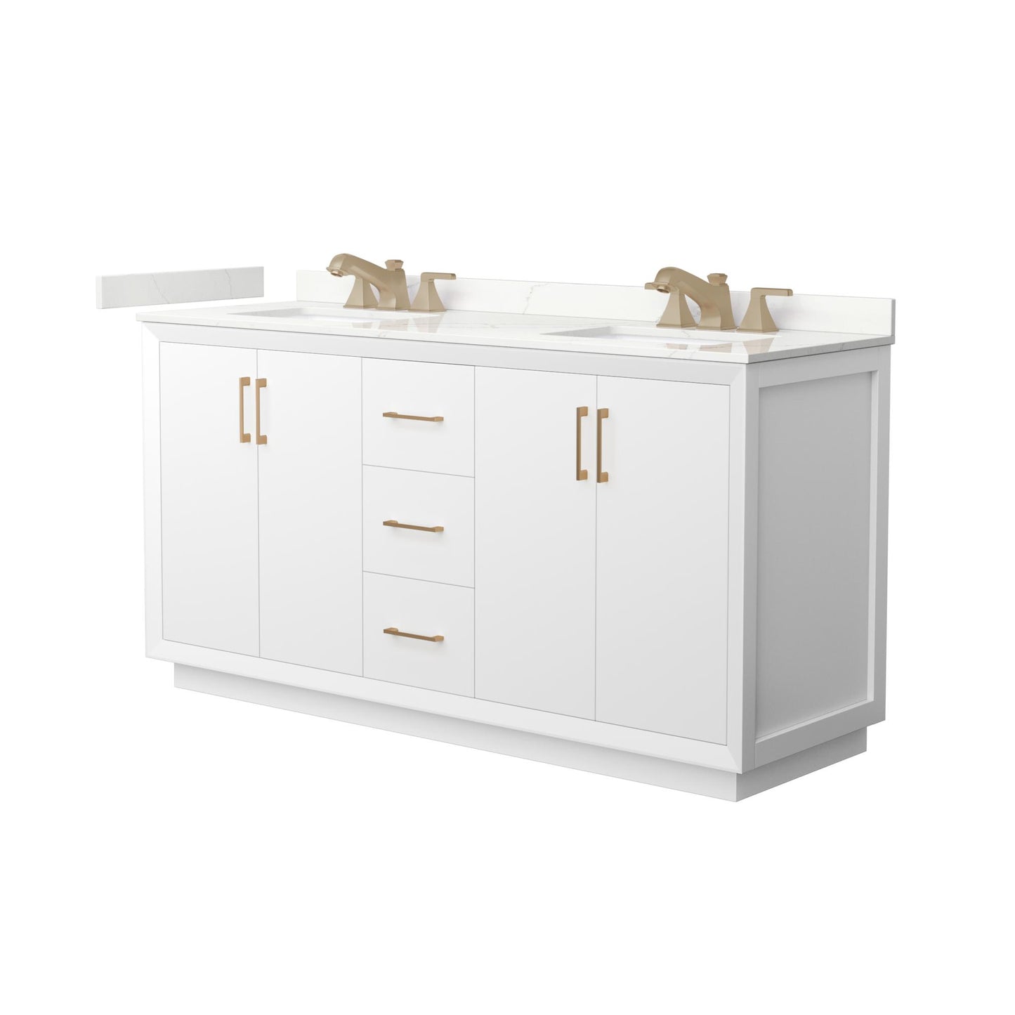Strada Bathroom Vanity with Countertop 66 inch Double Sink 3-hole Faucet Setup