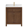 Custom image for Dark Walnut with Brushed Gold Trim / Carrara Cultured Marble / No Mirror