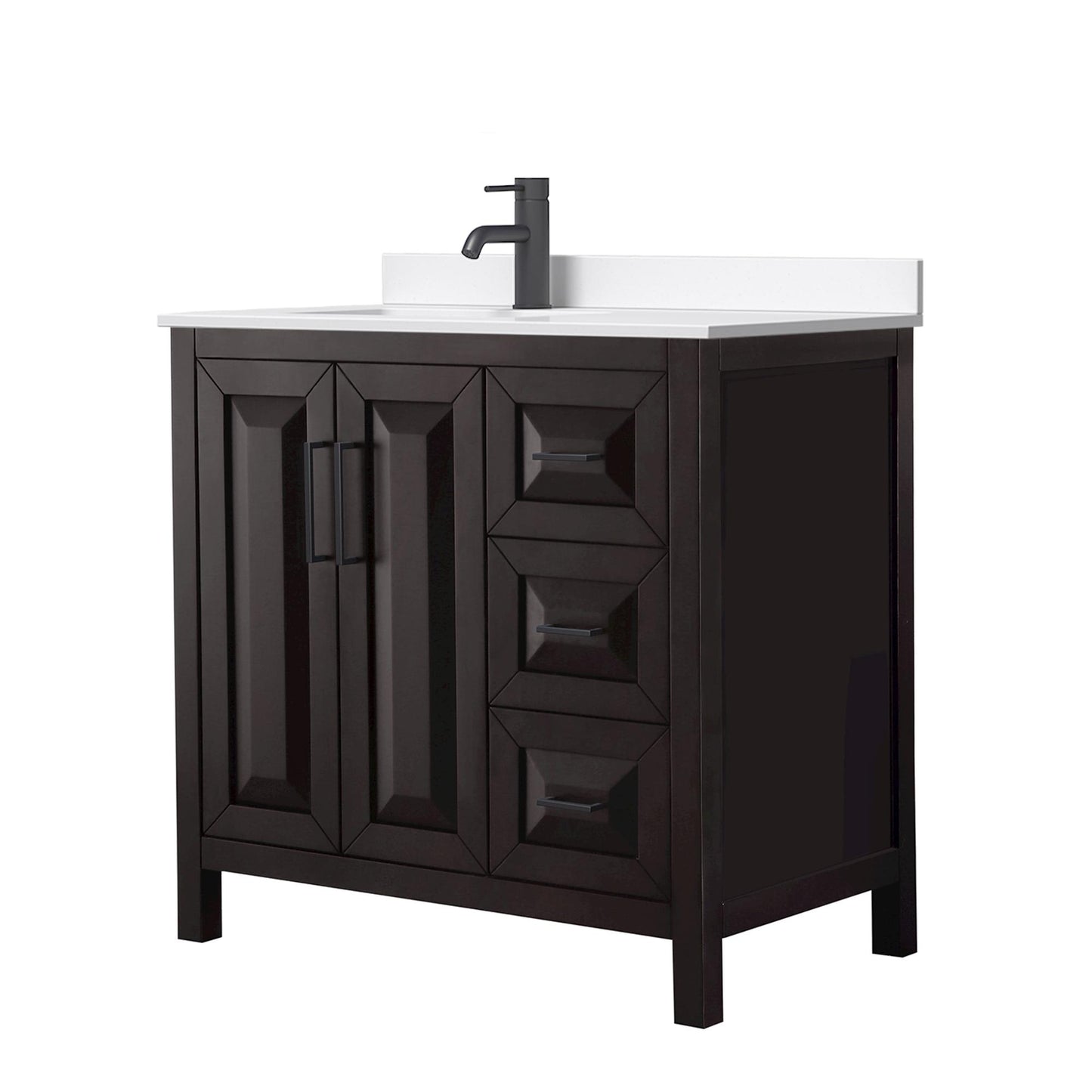Daria Bathroom Vanity with Countertop 36 inch Single Sink Single hole Faucet Setup