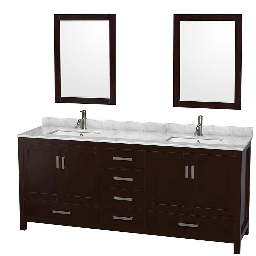 Sheffield Bathroom Vanity with Countertop 80 inch Double Sink Single hole Faucet Setup