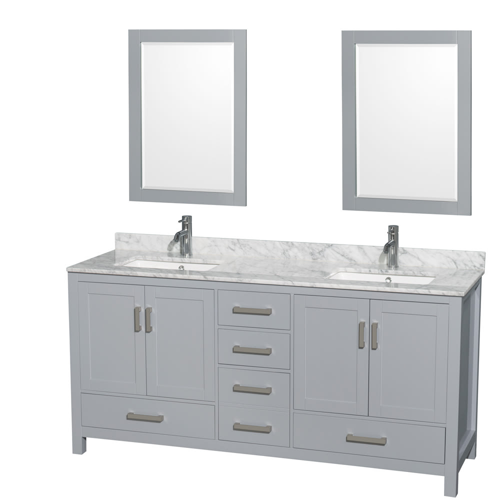 Sheffield Bathroom Vanity with Countertop 72 inch Double Sink Single hole Faucet Setup