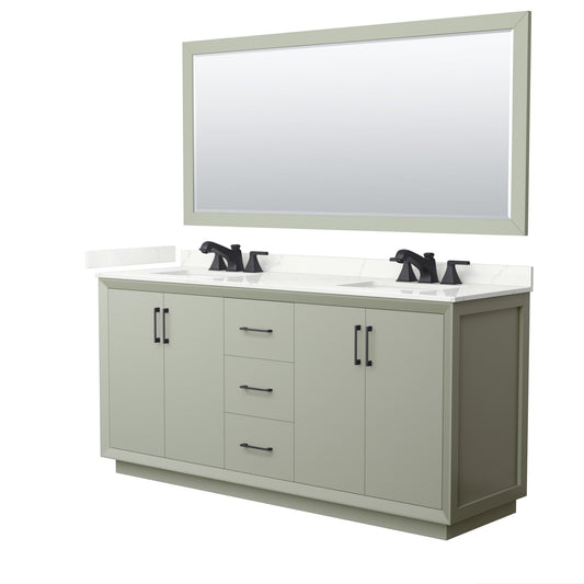 Strada Bathroom Vanity with Countertop 72 inch Double Sink 3-hole Faucet Setup
