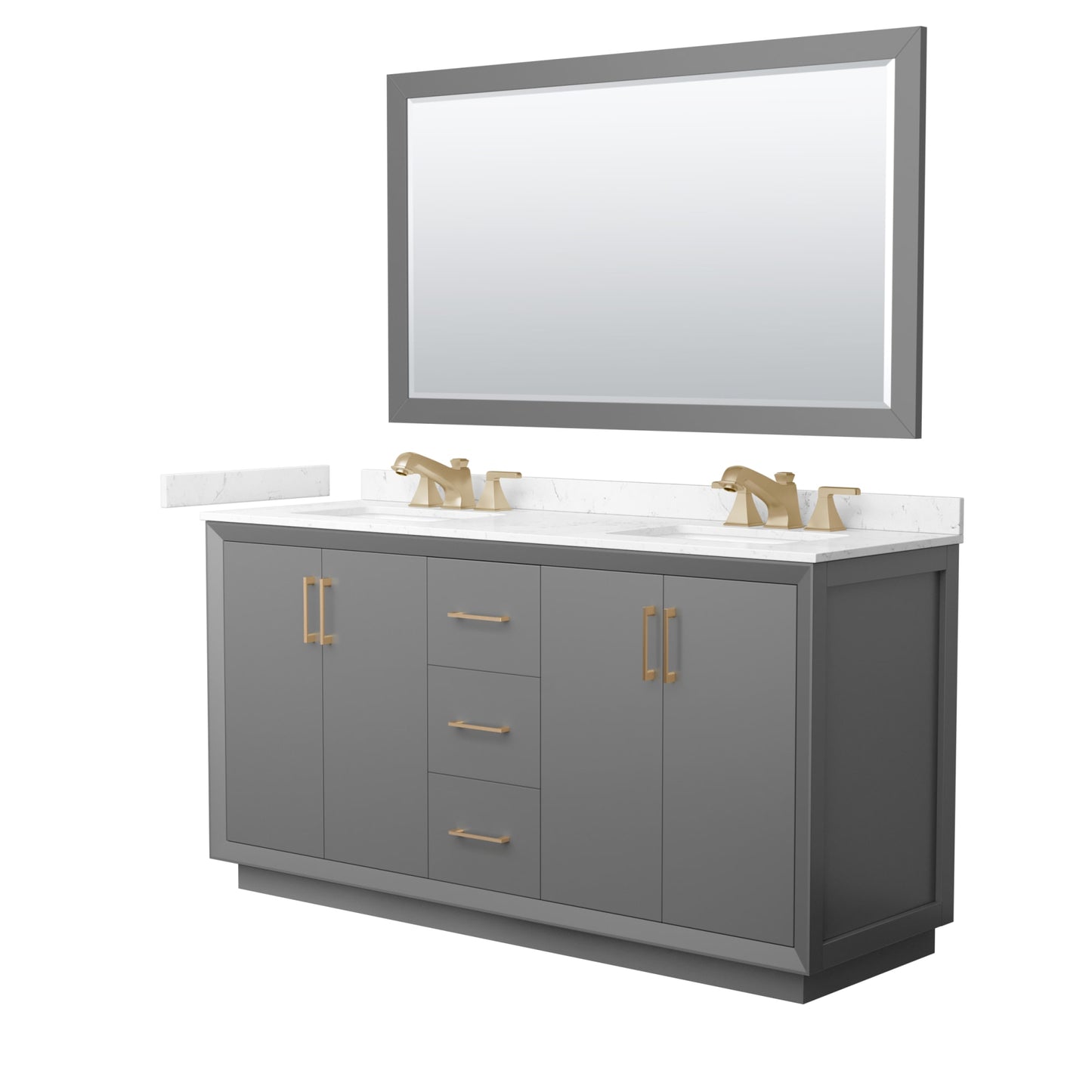 Strada Bathroom Vanity with Countertop 66 inch Double Sink 3-hole Faucet Setup