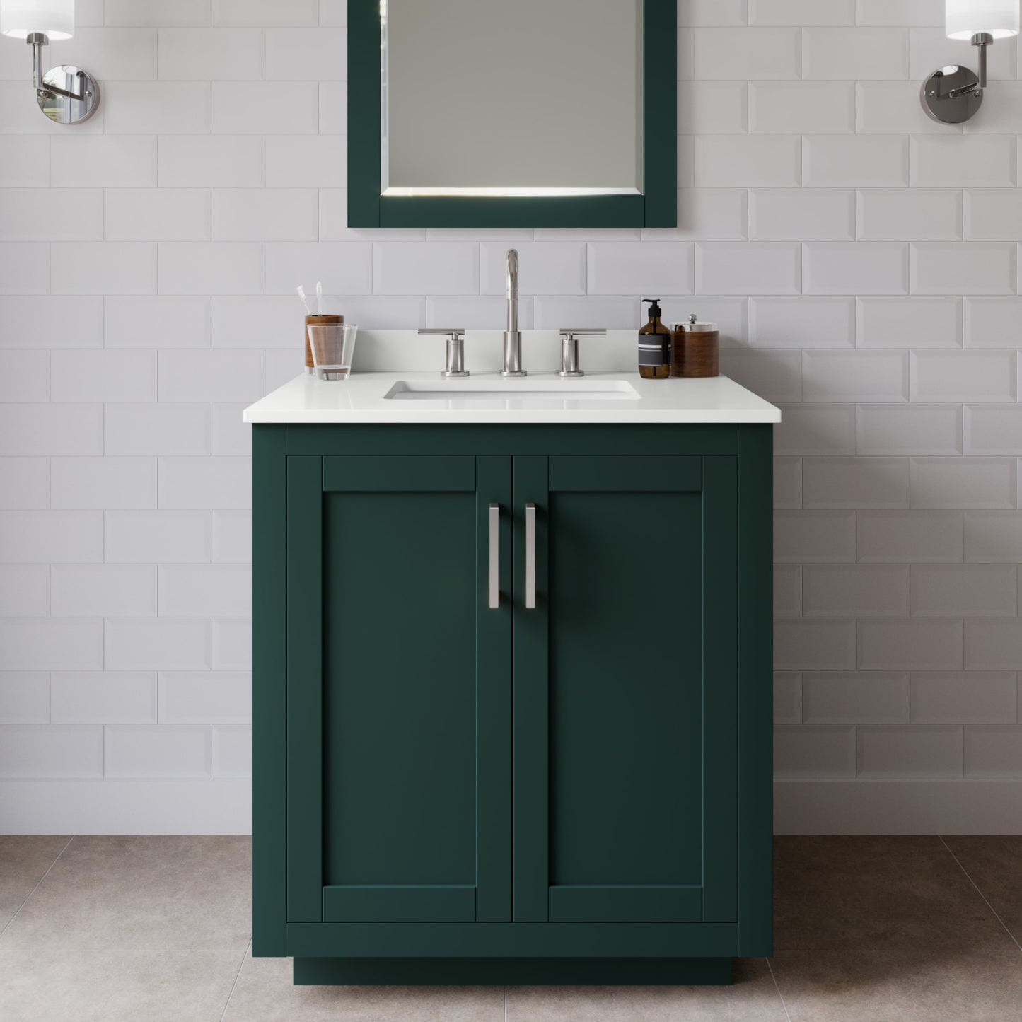 Miranda Bathroom Vanity with Countertop 30 inch Single Sink 3-hole Faucet Setup