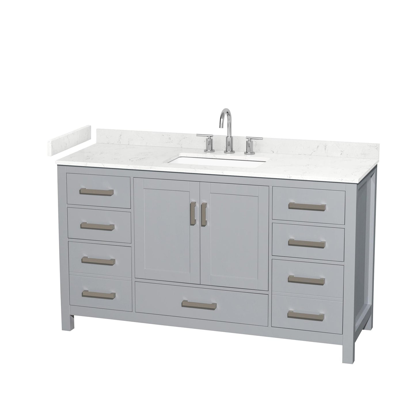 Sheffield Bathroom Vanity with Countertop 60 inch Single Sink 3-hole Faucet Setup