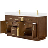 Custom image for Dark Oak with Brushed Gold Trim / White Cultured Marble / No Mirror