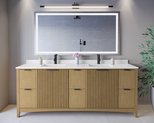 Palmilla Bathroom Vanity with Countertop 84 inch Double Sink Single hole Faucet Setup