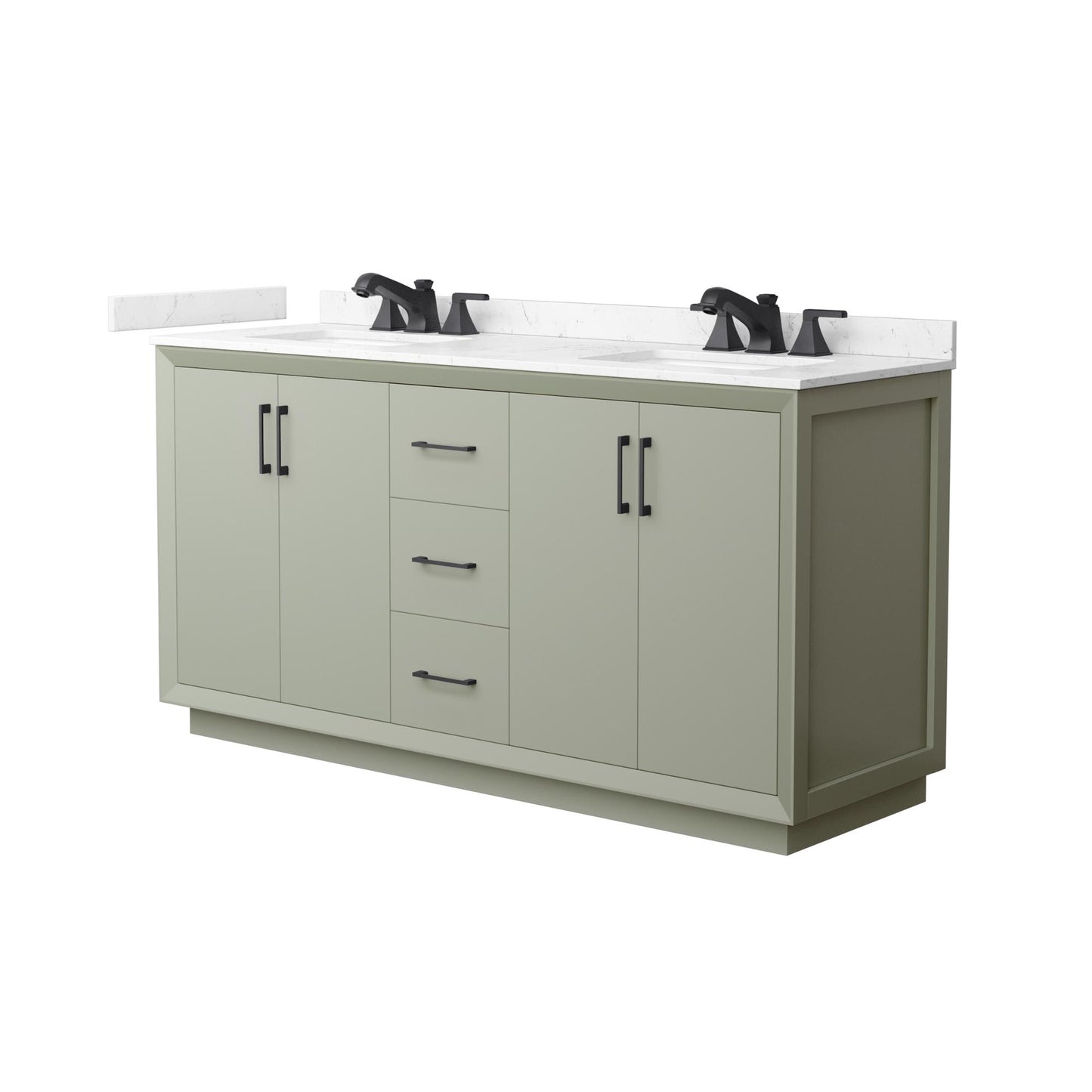 Strada Bathroom Vanity with Countertop 66 inch Double Sink 3-hole Faucet Setup