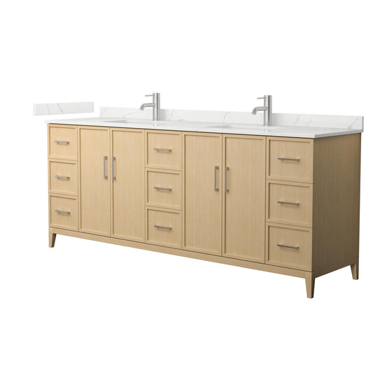 Elan Bathroom Vanity with Countertop 84 inch Double Sink Single hole Faucet Setup