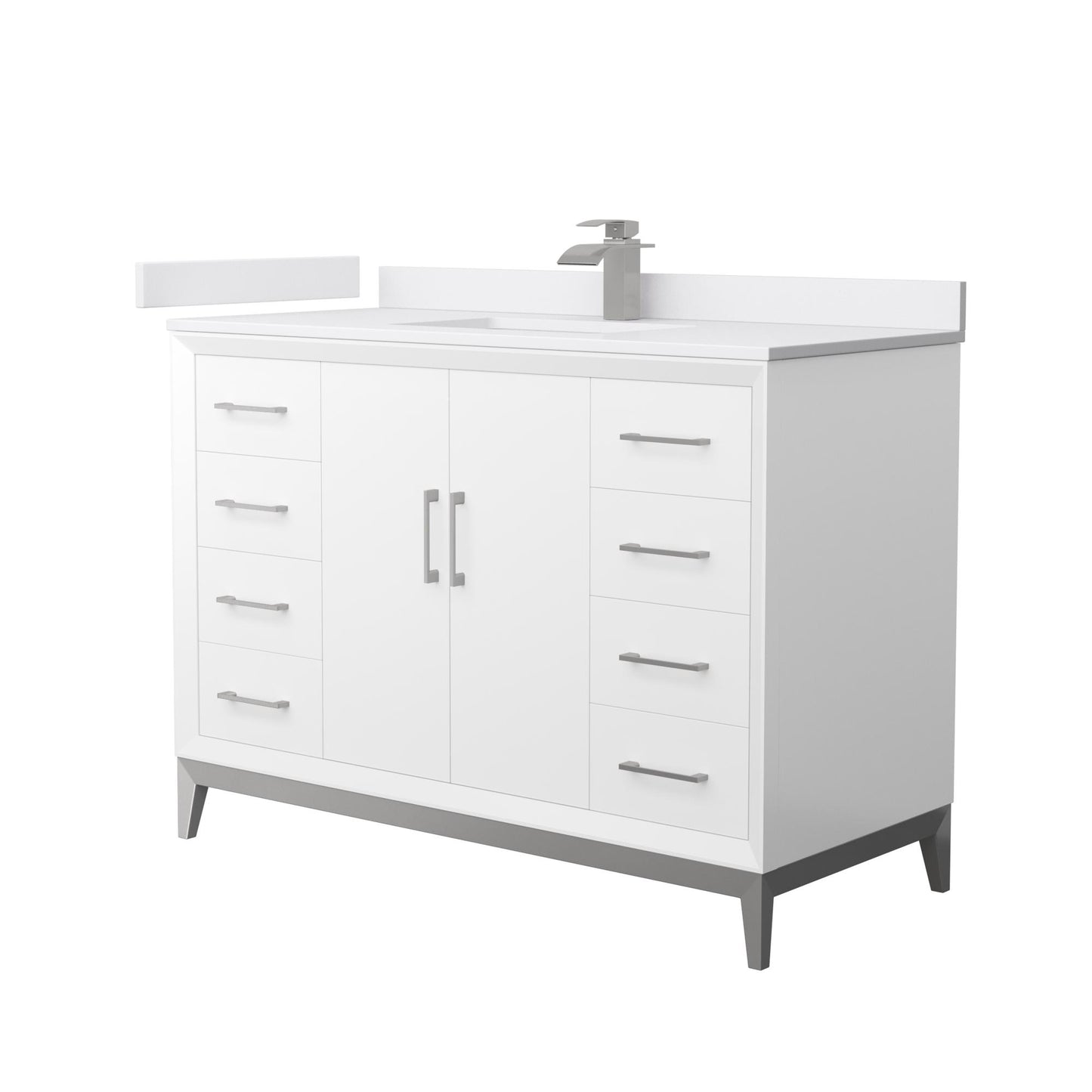 Amici Bathroom Vanity with Countertop 48 inch Single Sink Single hole Faucet Setup
