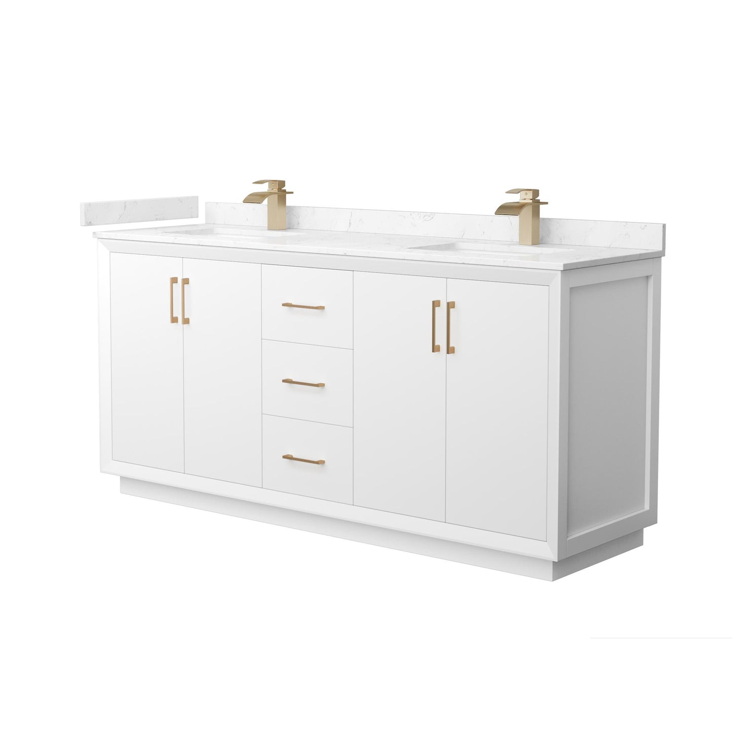 Strada Bathroom Vanity with Countertop 72 inch Double Sink Single hole Faucet Setup